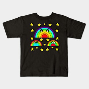 Kawaii Rainbow With Stars Kids T-Shirt